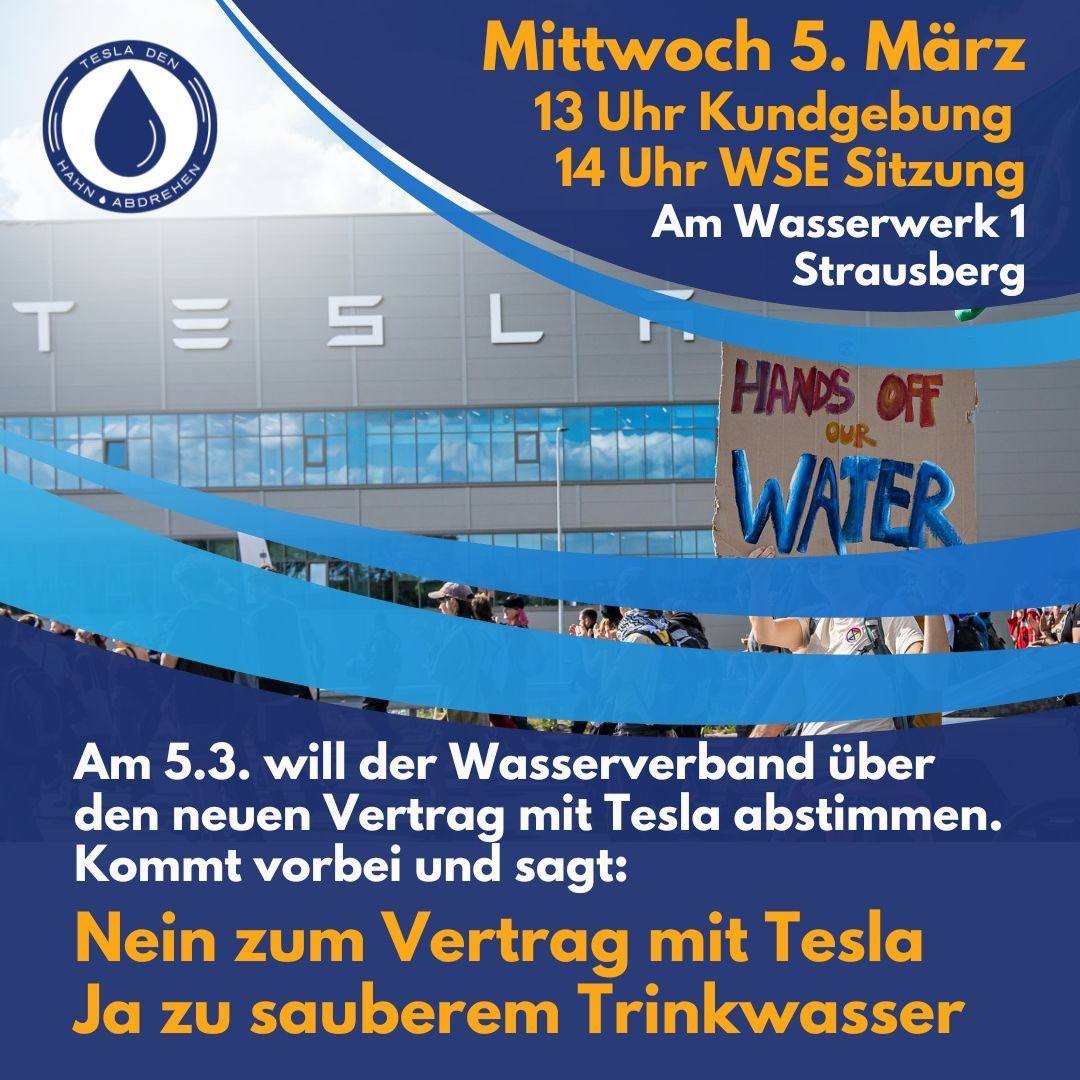 Kundgebung gegen Geheimvertrag von Tesla und WSE – 05.03.