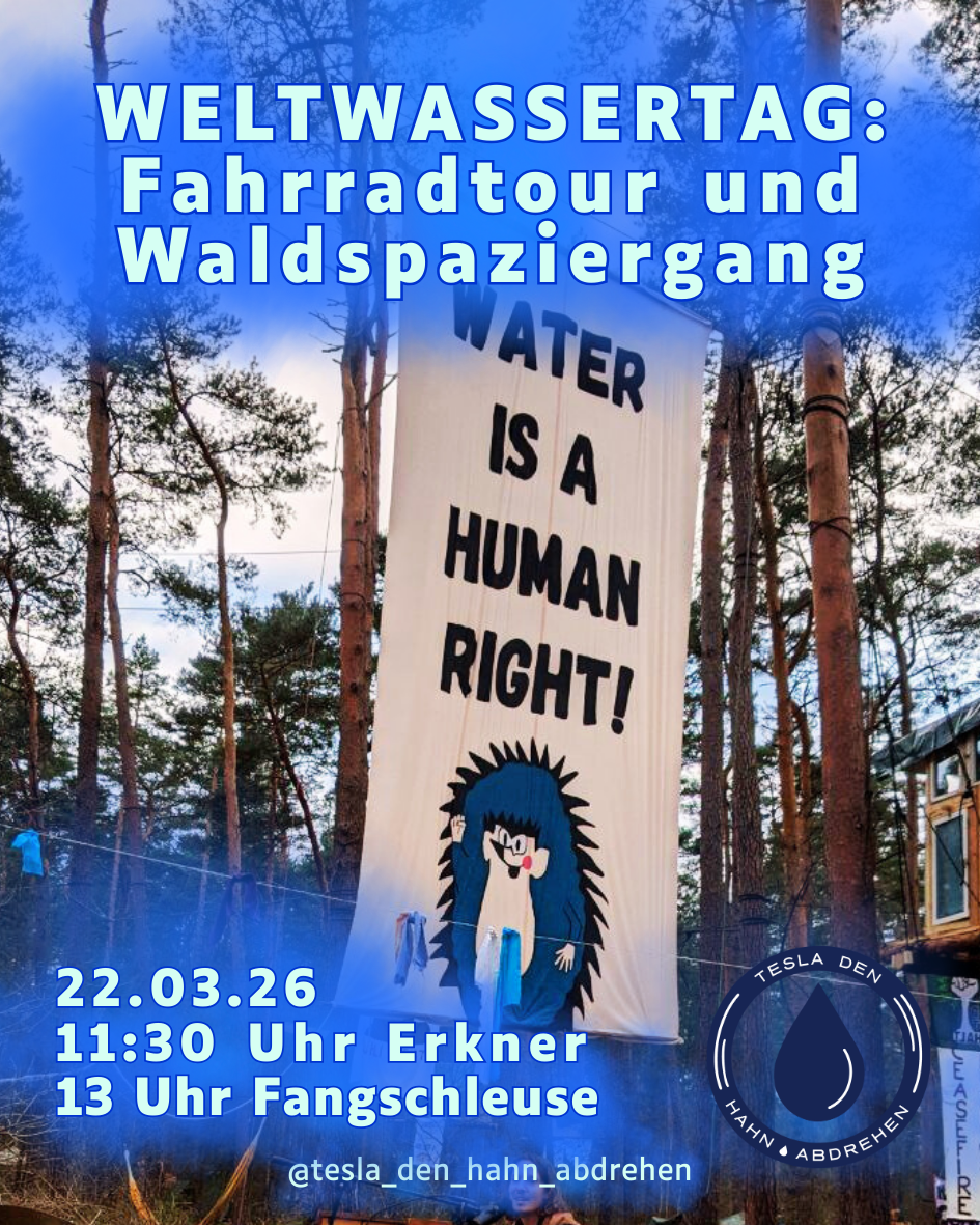 Weltwassertag: Protest-Fahrradtour zu Tesla und Waldspaziergang Grünheide
